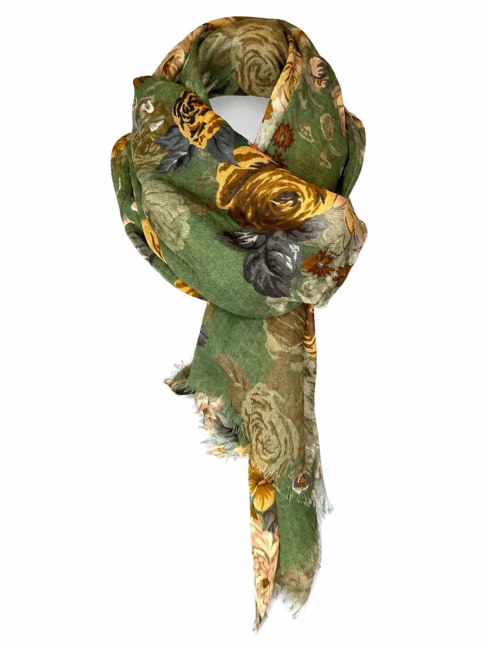NEW DOLMA women's wool silk scarf in olive